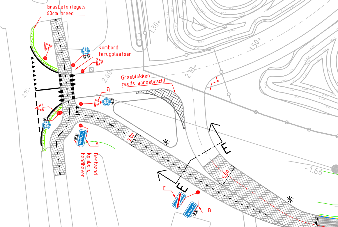 Situatietekening onverplicht fietspad Zeekraalstraat Nieuwvliet-Bad