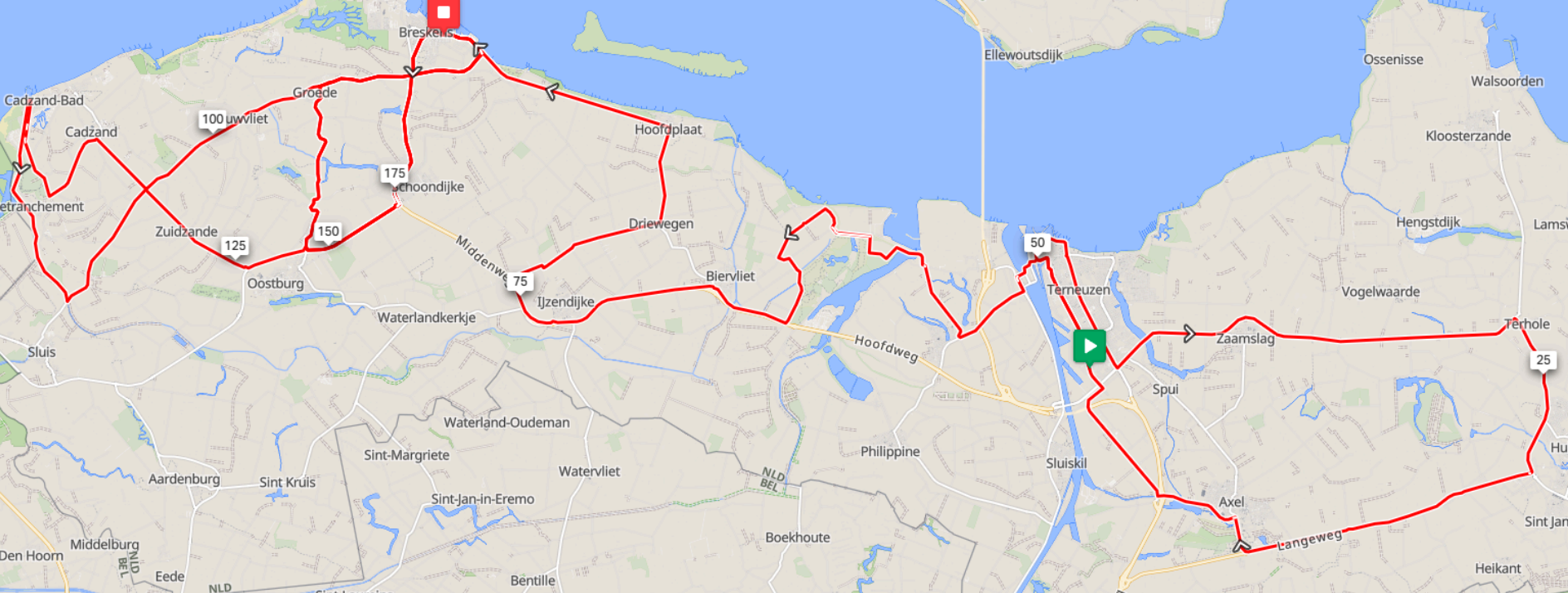 Parcours etappe Terneuzen - Breskens